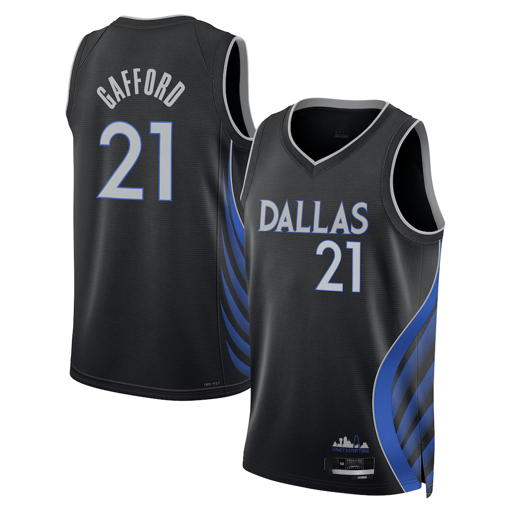 Friene D.Mavericks #21 Daniel Gafford Black 202526 City Edition Swingman Stitched Jerseys