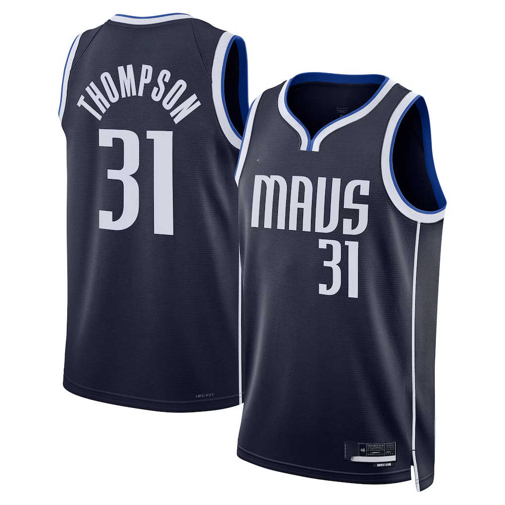 Friene D.Mavericks #31 Klay Thompson Navy Statement Edition Swingman Stitched Jerseys