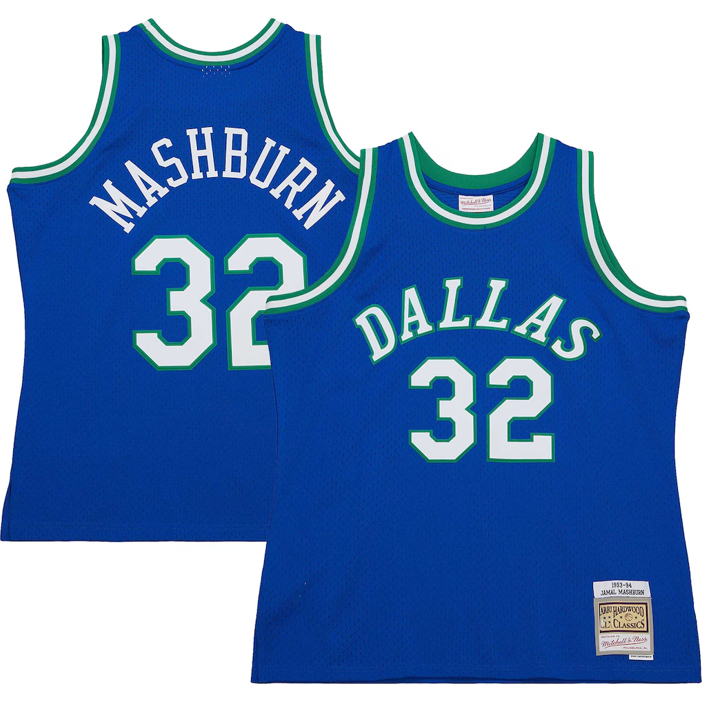 Friene D.Mavericks #32 Jamal Mashburn Mitchell & Ness Blue 199394 Hardwood Classics Swingman Stitched Jerseys