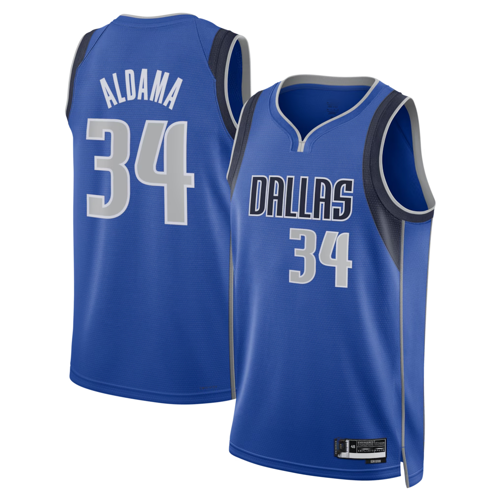 Friene D.Mavericks #34 Santi Aldama Blue Icon Edition Swingman Stitched Jerseys