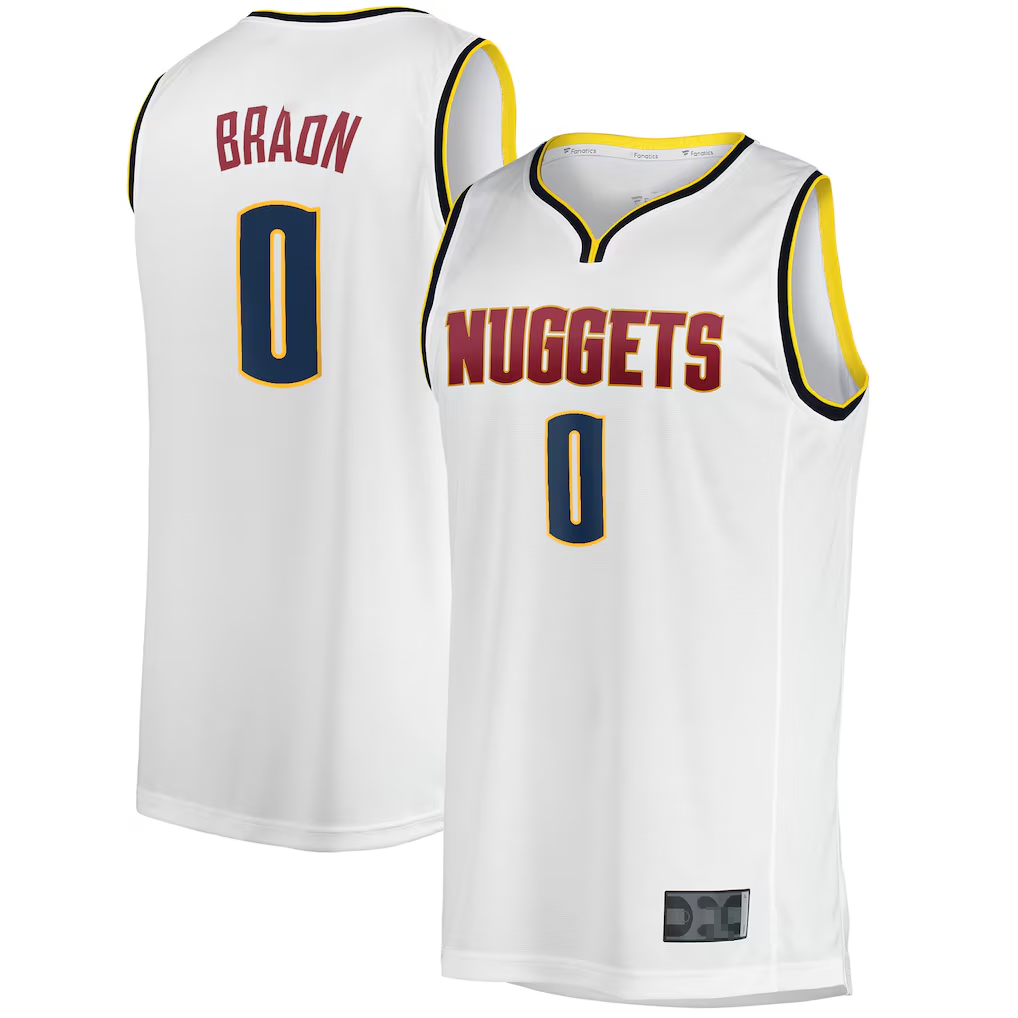 Friene D.Nuggets #0 Christian Braun  White Fast Break Player Jerseys - Association Edition