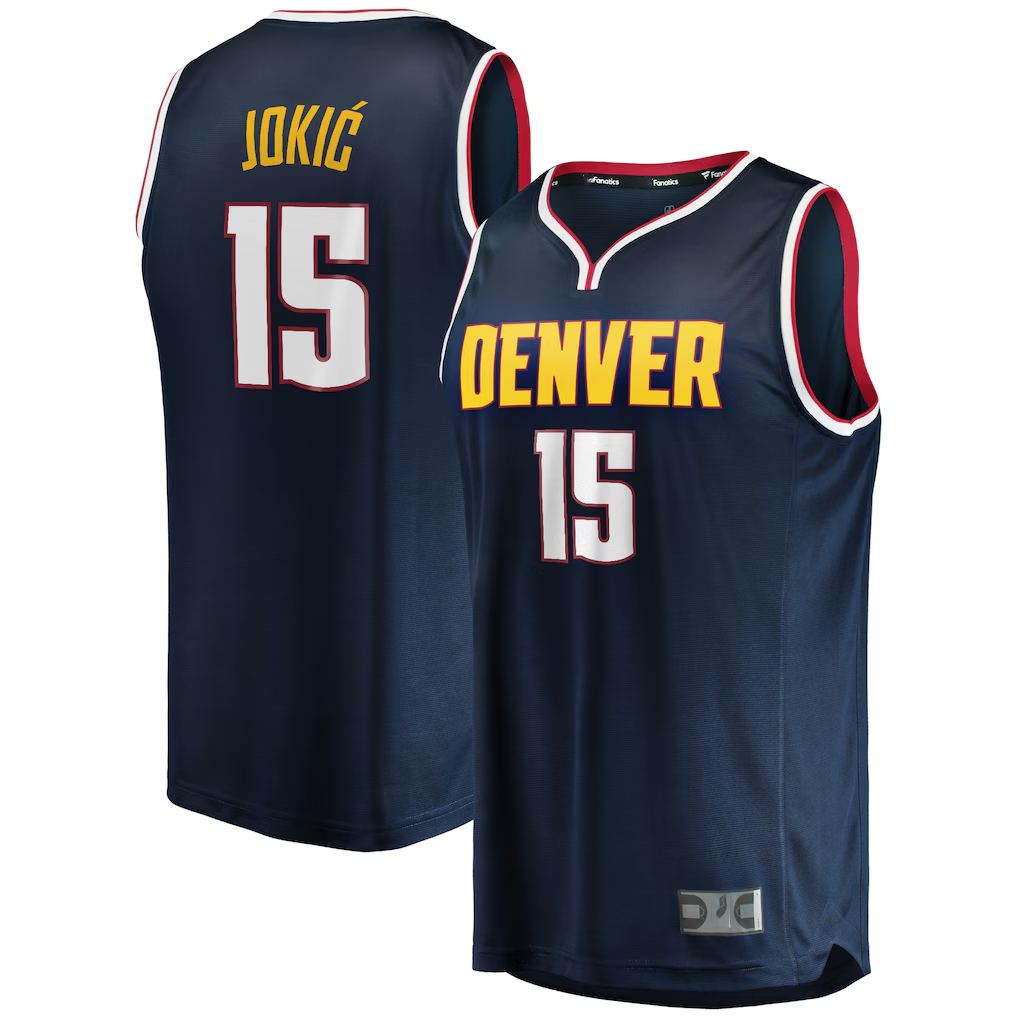 Friene D.Nuggets #15 Nikola Jokic  Navy Fast Break Player Jerseys - Icon Edition