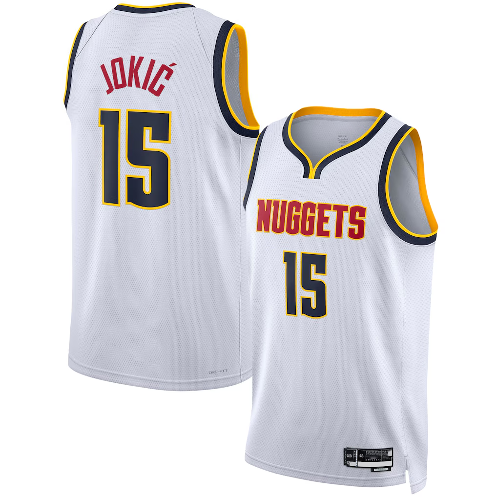 Friene D.Nuggets #15 Nikola Jokic White Swingman Jerseys - Association Edition