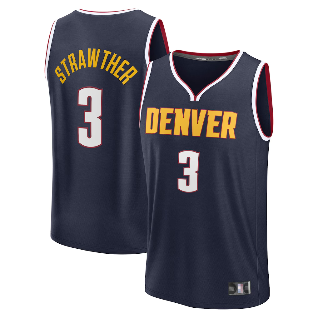 Friene D.Nuggets #3 Julian Strawther Navy Fast Break Replica Player Jerseys - Icon Edition