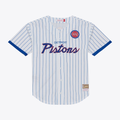 Friene D.Pistons Mitchell & Ness White Head Coach Pinstripe Mesh Full-Button Baseball Jerseys