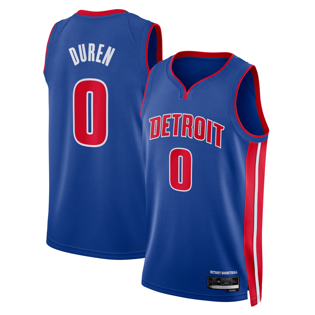 Friene D.Pistons #0 Jalen Duren Blue Swingman Jerseys - Icon Edition