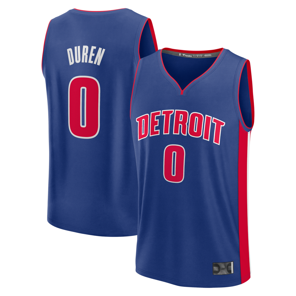 Friene D.Pistons #0 Jalen Duren Blue Fast Break Replica Jerseys - Icon Edition