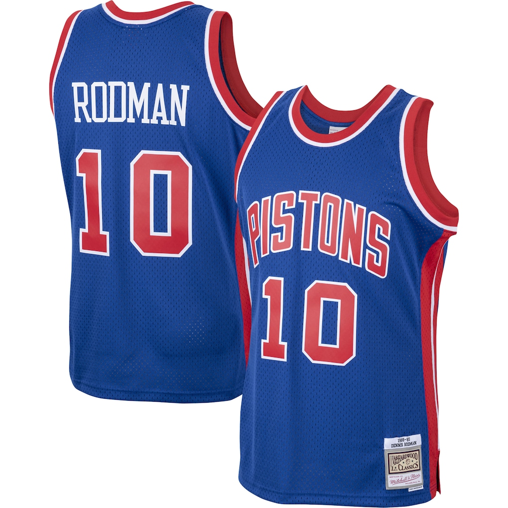 Friene D.Pistons #10 Dennis Rodman Mitchell & Ness Royal 198889 Hardwood Classics Swingman Jerseys
