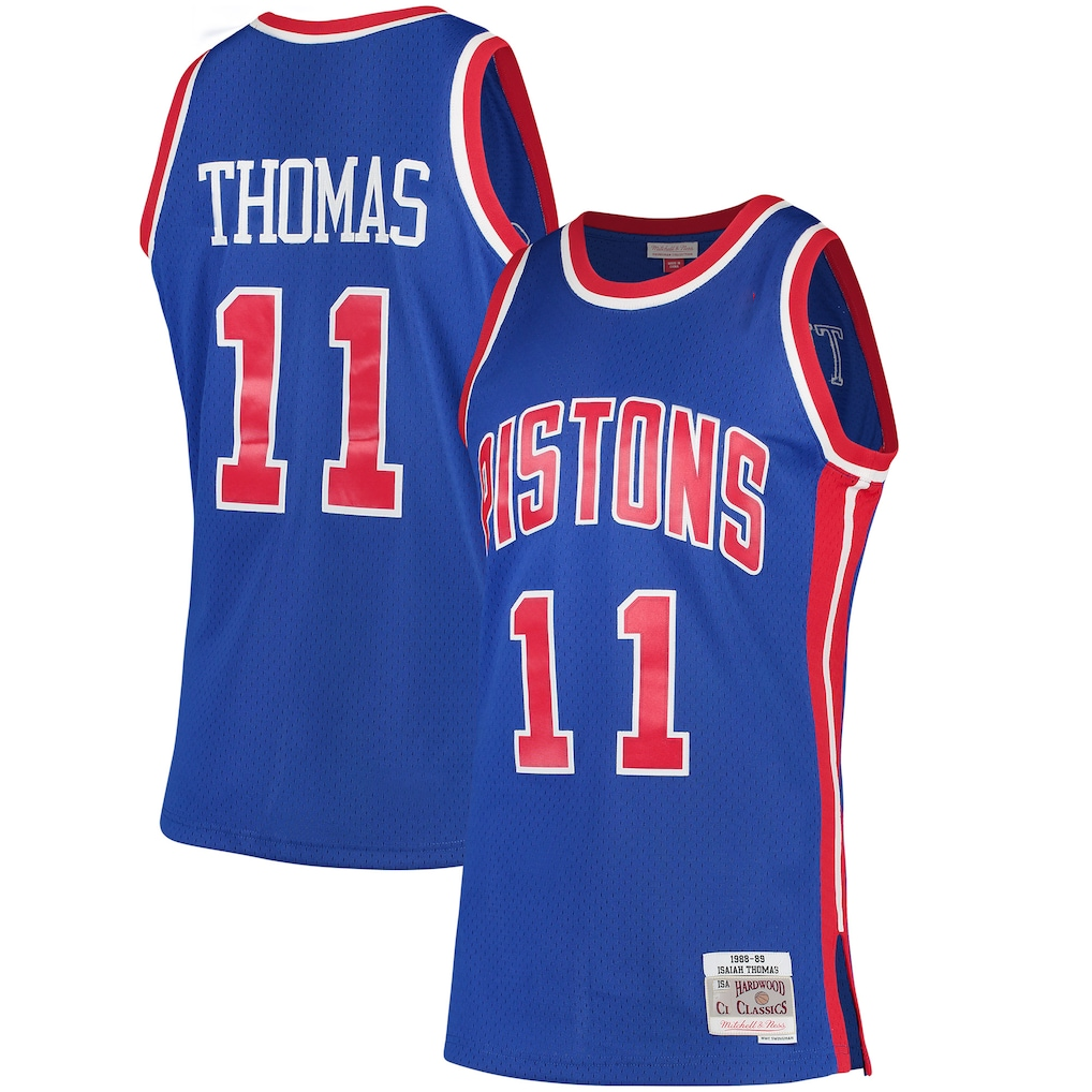Friene D.Pistons #11 Isiah Thomas Mitchell & Ness Blue 198889 Hardwood Classics Swingman Jerseys