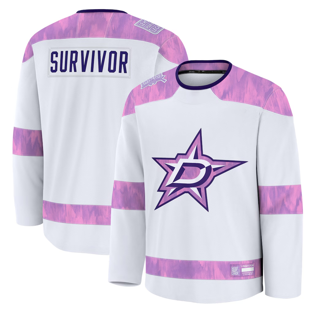 Friene D.Stars White Hockey Fights Cancer Survivor Practice Jerseys