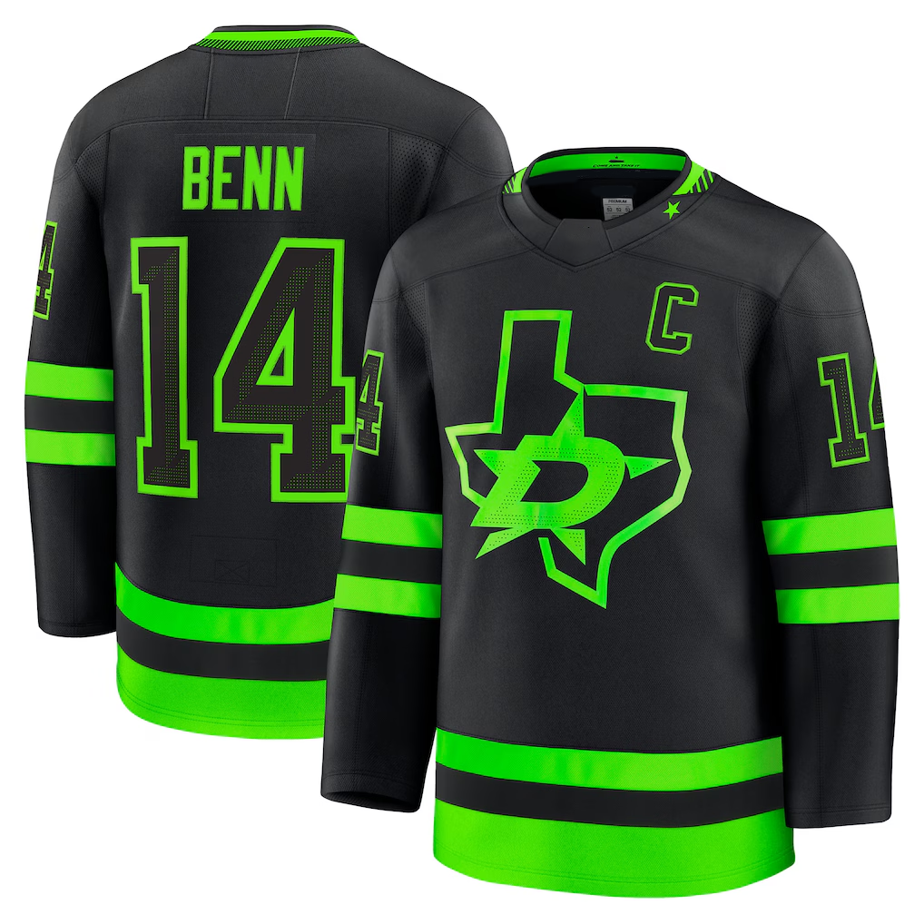 Friene D.Stars #14 Jamie Benn Black Alternate Premium Jerseys