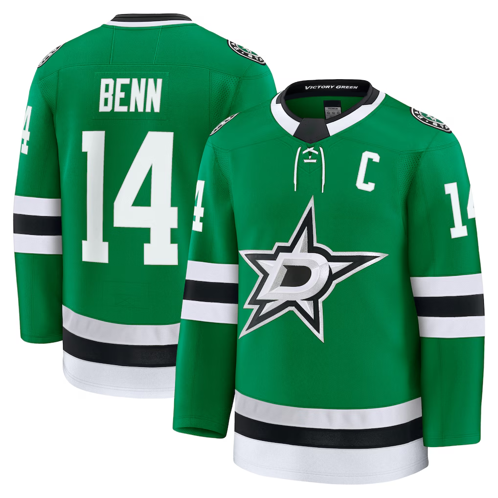 Friene D.Stars #14 Jamie Benn Kelly Green Home Premium Jerseys