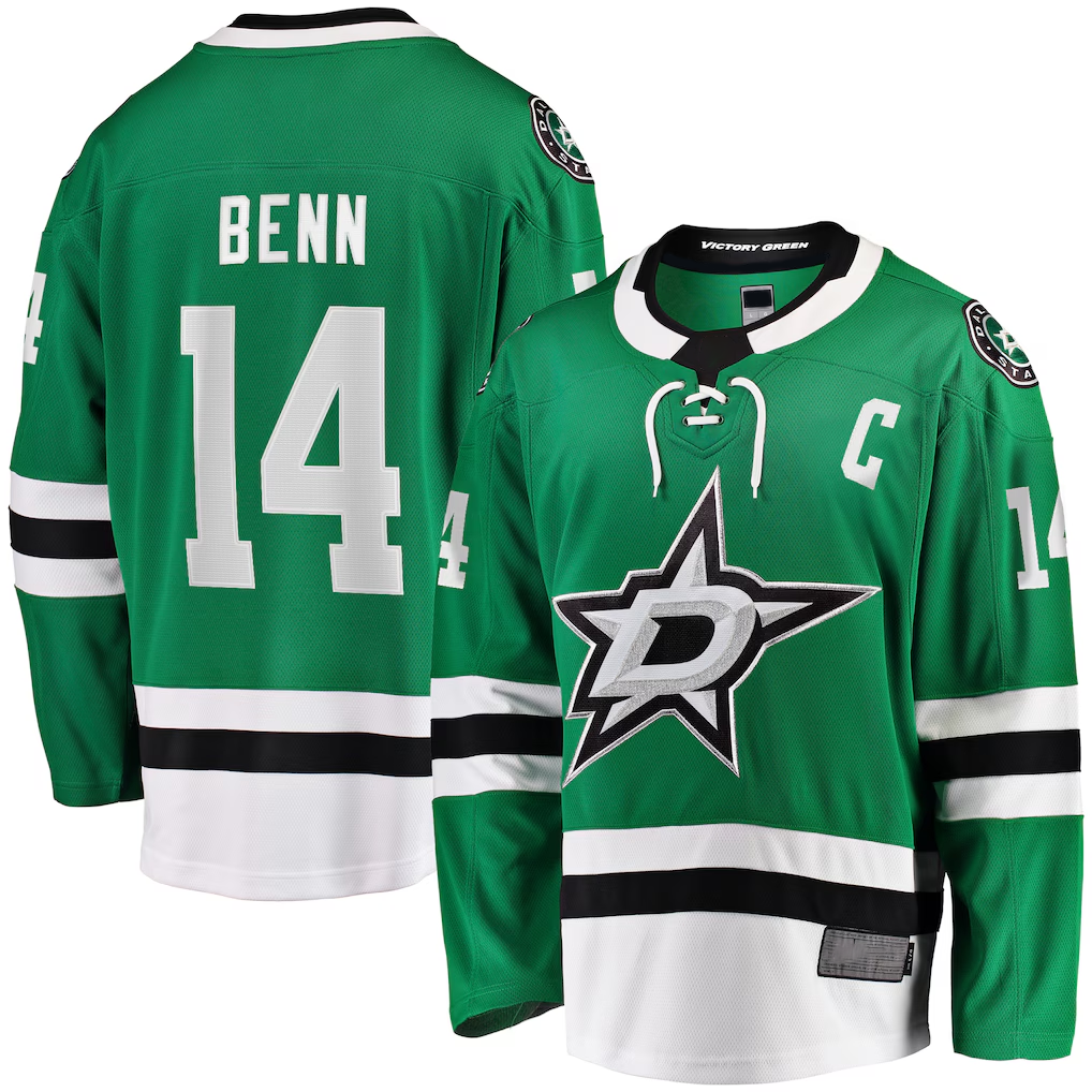 Friene D.Stars #14 Jamie Benn Kelly Green Home Premium Jerseys