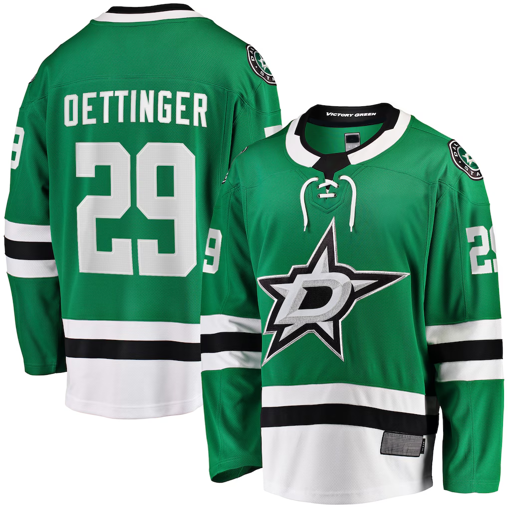 Friene D.Stars #29 Jake Oettinger Kelly Green Home Breakaway Player Jerseys