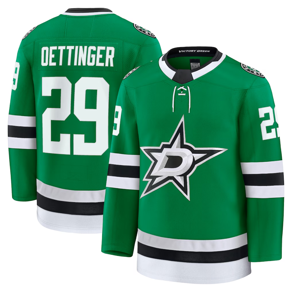 Friene D.Stars #29 Jake Oettinger Kelly Green Home Premium Jerseys