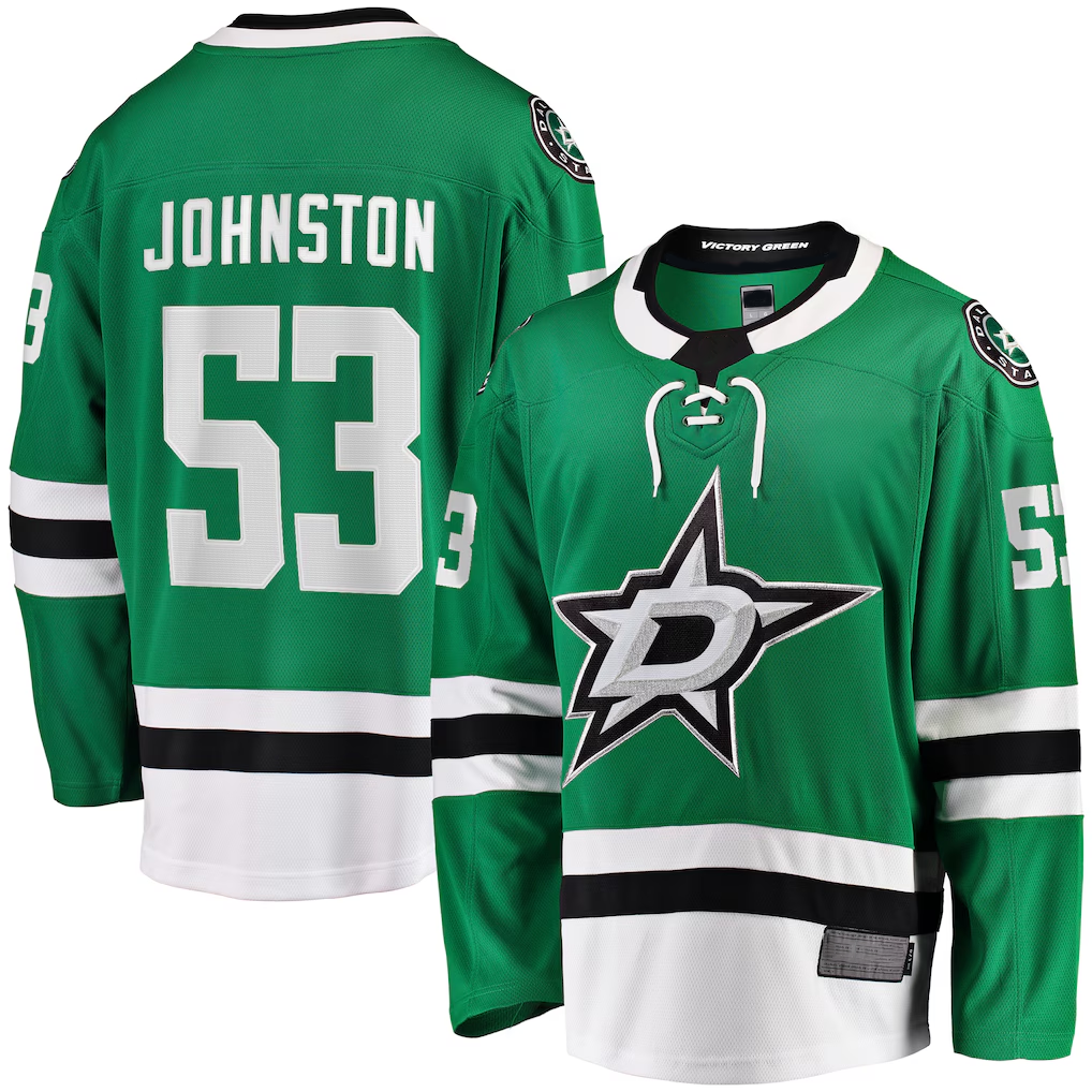 Friene D.Stars #53 Wyatt Johnston Kelly Green Home Breakaway Player Jerseys