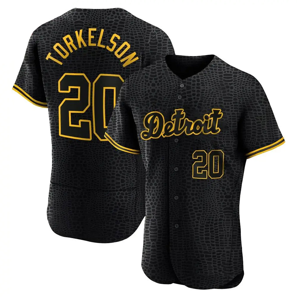 Friene D.Tigers #20 Spencer Torkelson Player Black Snake Skin City Limited Elite Home Stitched Jerseys