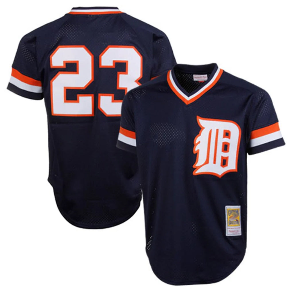 Friene D.Tigers #23 Kirk Gibson Player Navy Mitchell & Ness 1984 Mesh Batting Practice  T-shirt Stitched Jerseys