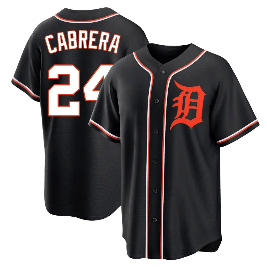Friene D.Tigers #24 Miguel Cabrera Player Black Fashion Out Home Game Stitched Jerseys