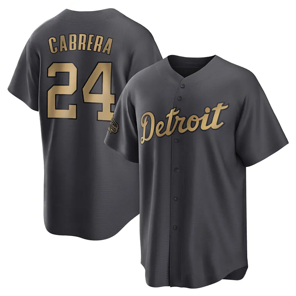 Friene D.Tigers #24 Miguel Cabrera Player Charcoal All-Star Home Game Stitched Jerseys