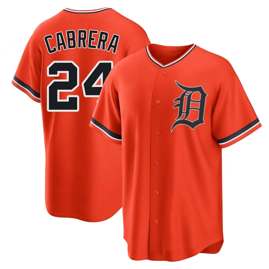 Friene D.Tigers #24 Miguel Cabrera Player Orange Home Game Stitched Jerseys