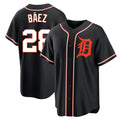 Friene  D.Tigers #28 Javier B¨¢ez Player Black Fashion Out Home Game Stitched Jerseys