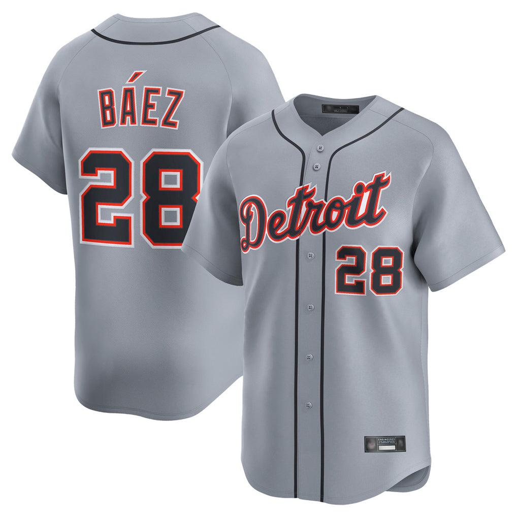 Friene  D.Tigers #28 Javier B¨¢ez Player Gray Home Limited Stitched Jerseys
