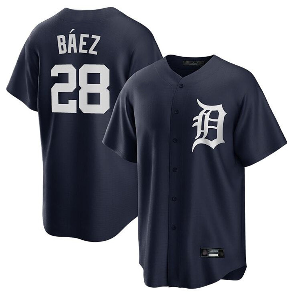 Friene  D.Tigers #28 Javier B¨¢ez Player Navy Game Home Stitched Jerseys