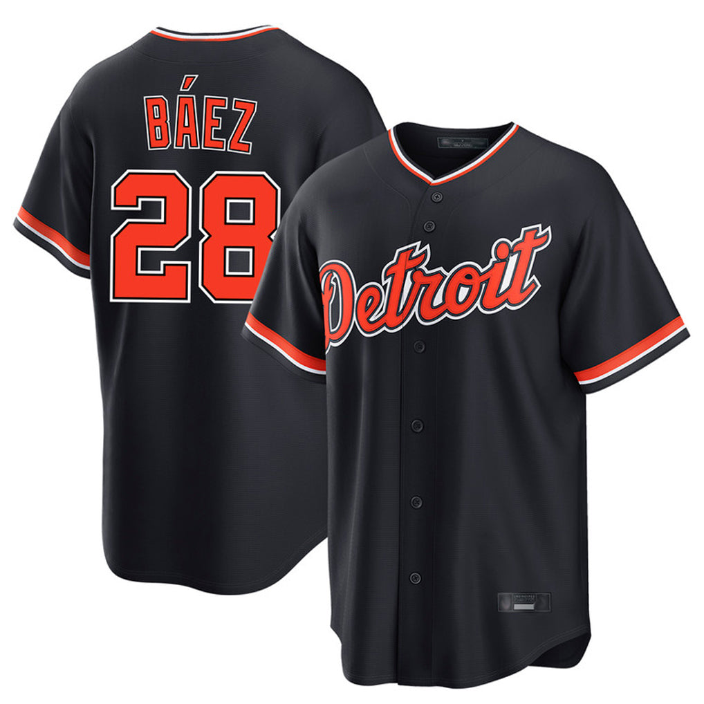 Friene  D.Tigers #28 Javier B¨¢ez Player Navy Home Game Stitched Jerseys