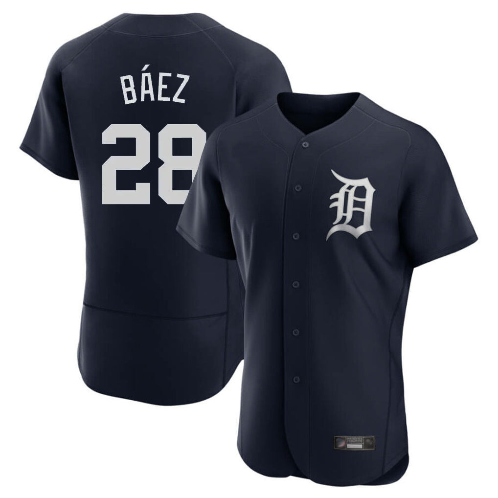 Friene  D.Tigers #28 Javier B¨¢ez Player Navy Limited Elite Home Stitched Jerseys