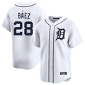 Friene  D.Tigers #28 Javier B¨¢ez Player White Home Limited Stitched Jerseys
