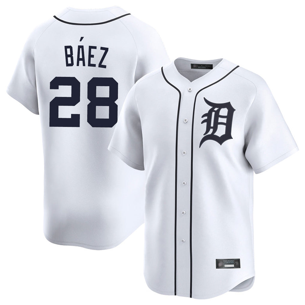 Friene  D.Tigers #28 Javier B¨¢ez Player White Home Limited Stitched Jerseys