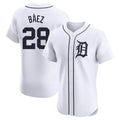 Friene  D.Tigers #28 Javier B¨¢ez Player White Limited Elite Home Stitched Jerseys