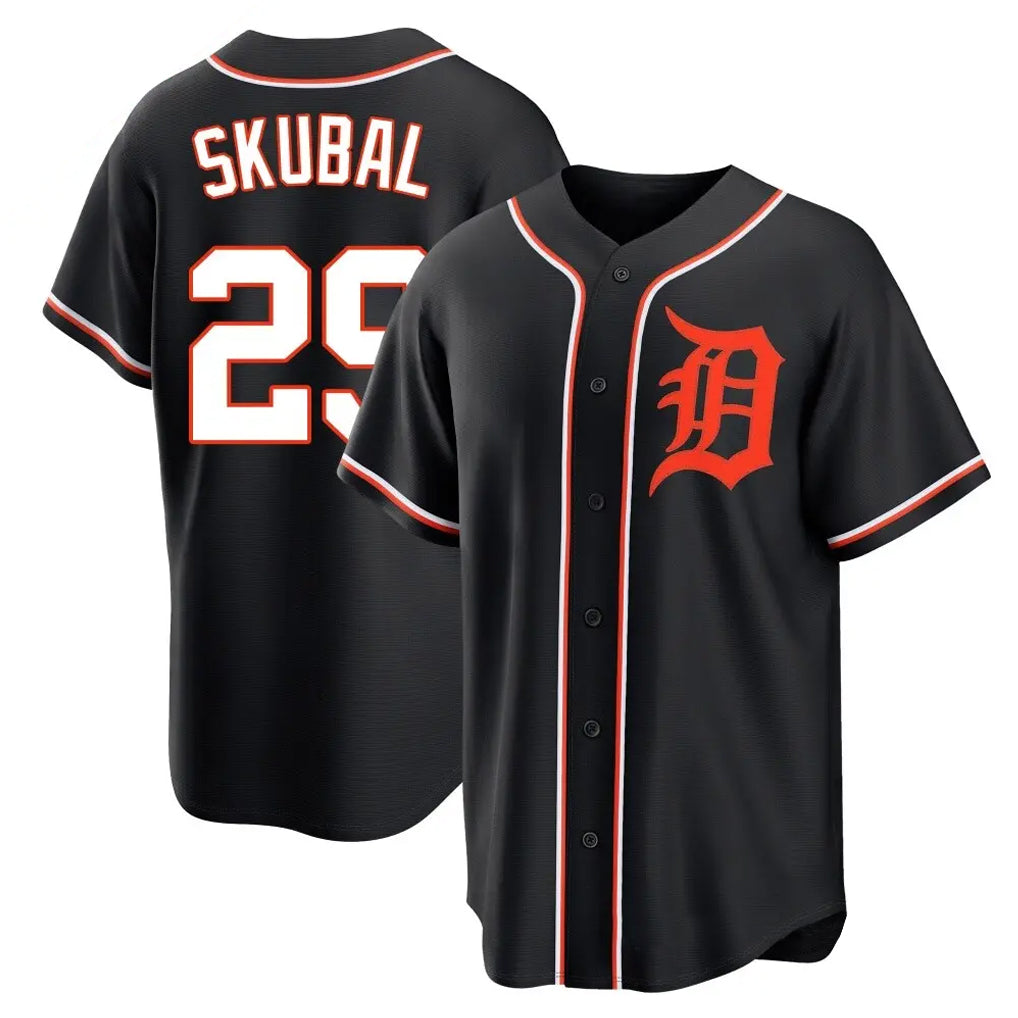 Friene  D.Tigers #29 Tarik Skubal Player Black Fashion Out Home Game Stitched Jerseys