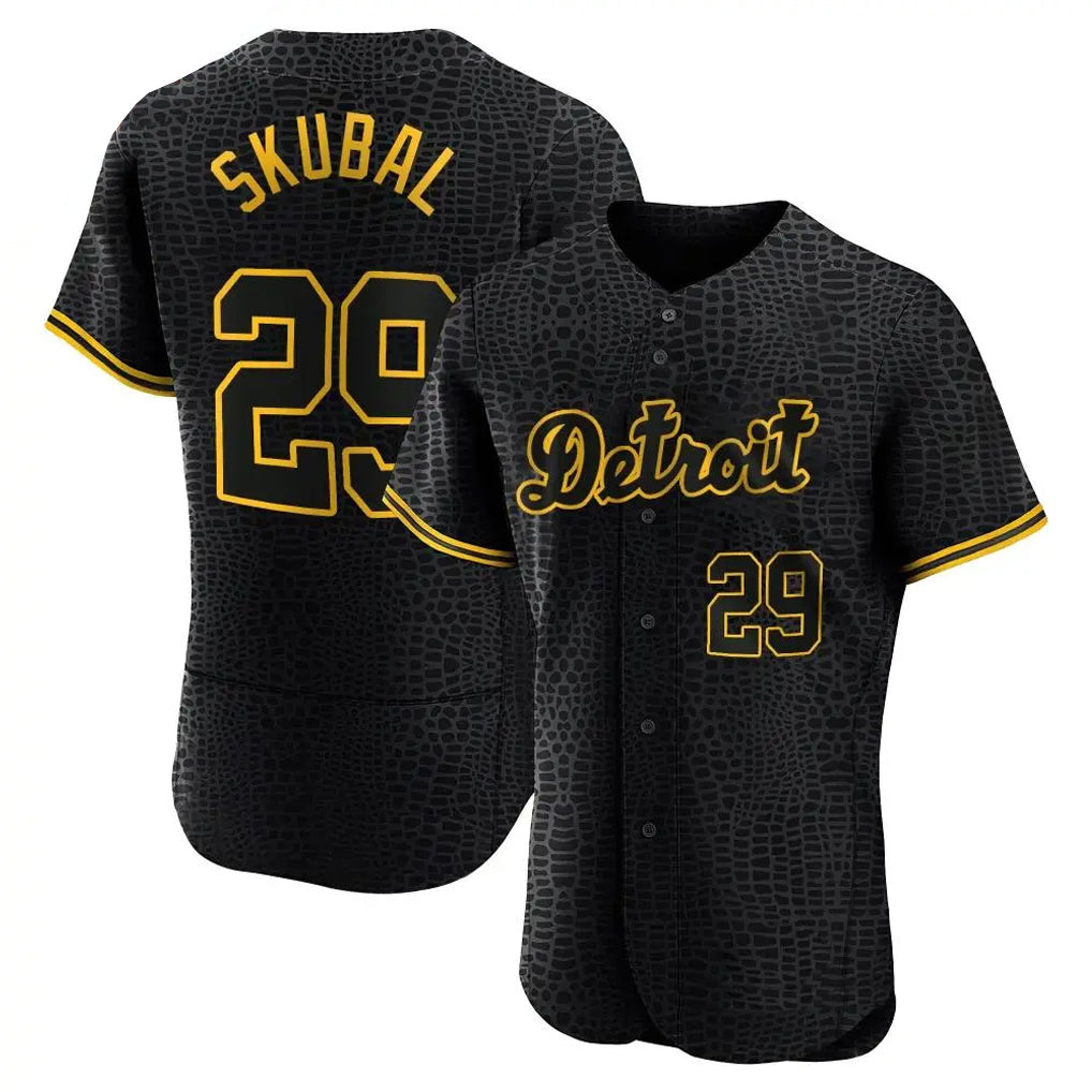 Friene  D.Tigers #29 Tarik Skubal Player Black Snake Skin City Limited Elite Home Stitched Jerseys