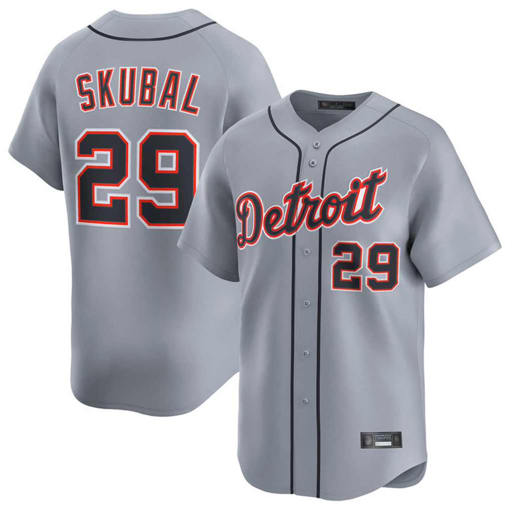 Friene  D.Tigers #29 Tarik Skubal Player Gray Home Limited Stitched Jerseys
