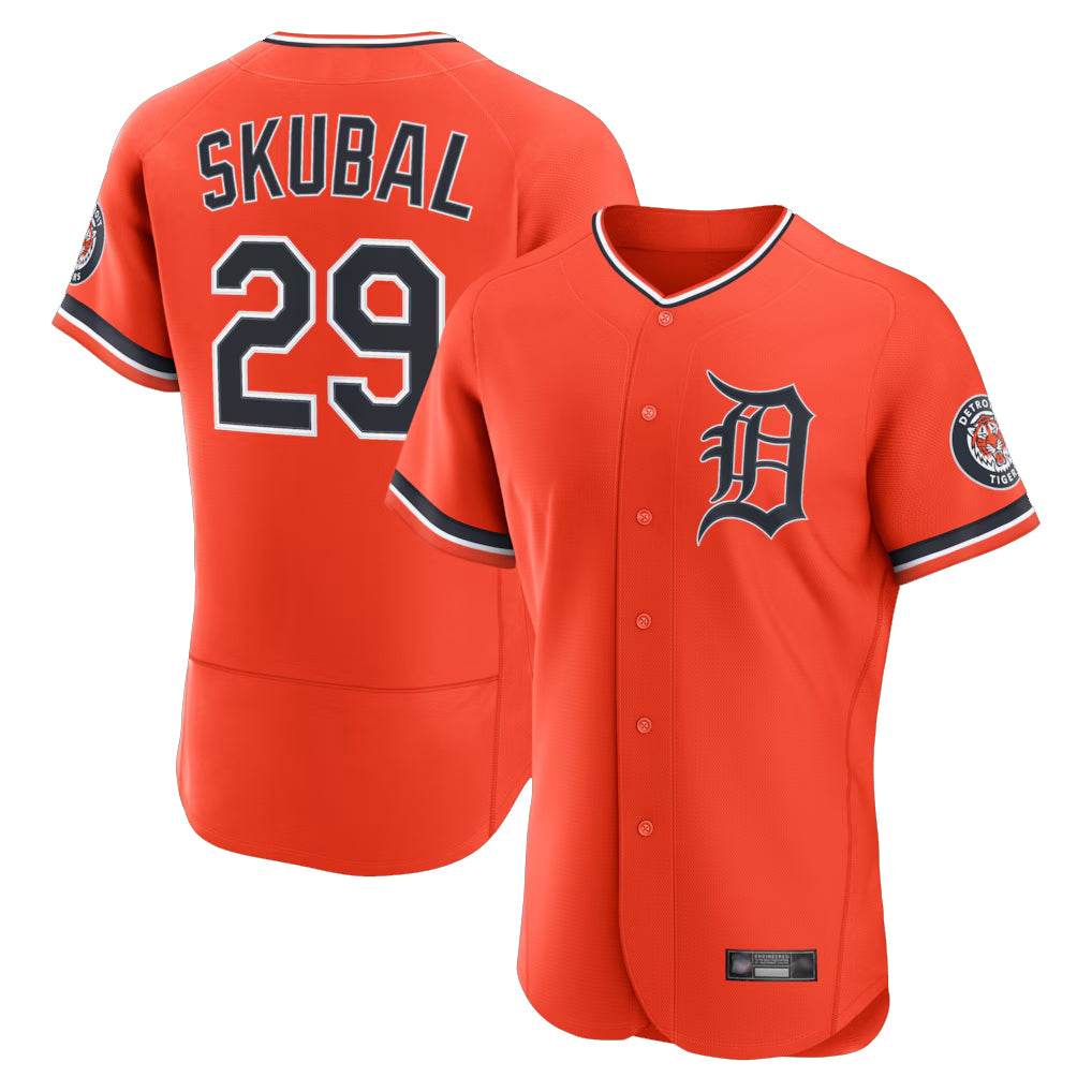 Friene  D.Tigers #29 Tarik Skubal Player Orange Limited Elite Home Stitched Jerseys