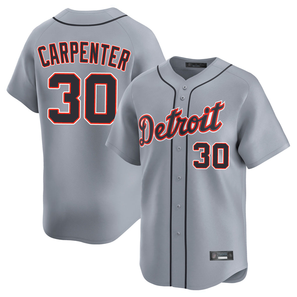Friene  D.Tigers #30 Kerry Carpenter Player Gray Home Limited Stitched Jerseys