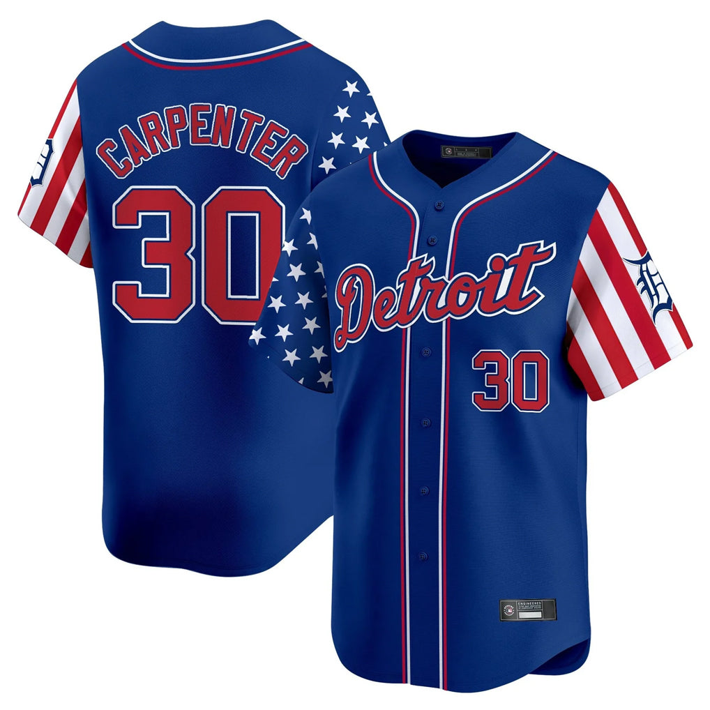 Friene  D.Tigers #30 Kerry Carpenter Player Royal Independence Day Vapor Premier Limited Stitched Jerseys