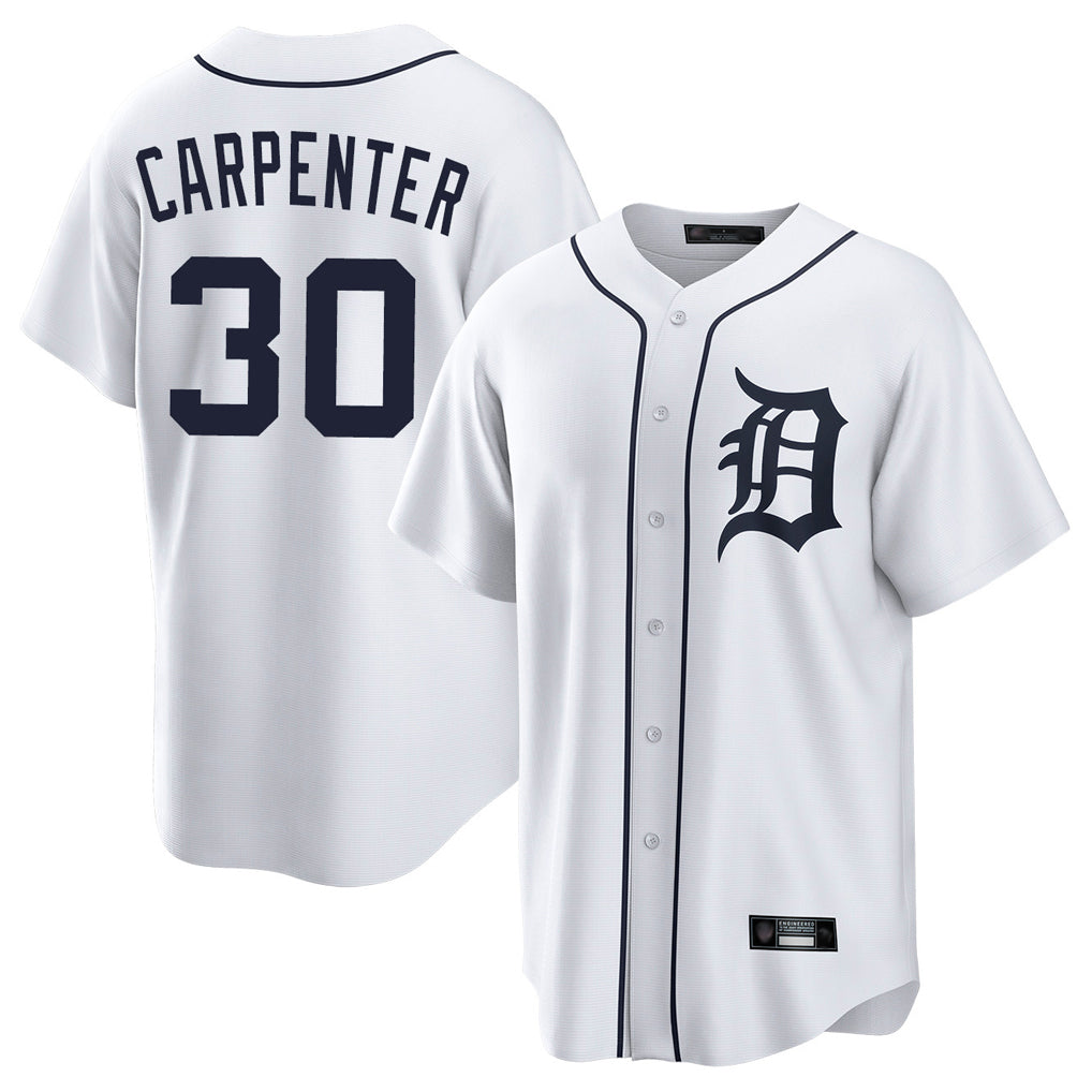 Friene  D.Tigers #30 Kerry Carpenter Player White Home Game Stitched Jerseys