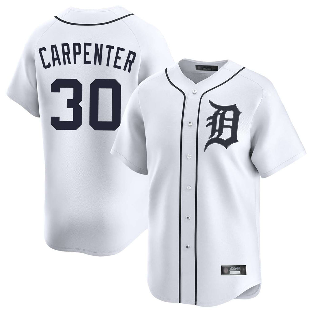 Friene  D.Tigers #30 Kerry Carpenter Player White Home Limited Stitched Jerseys