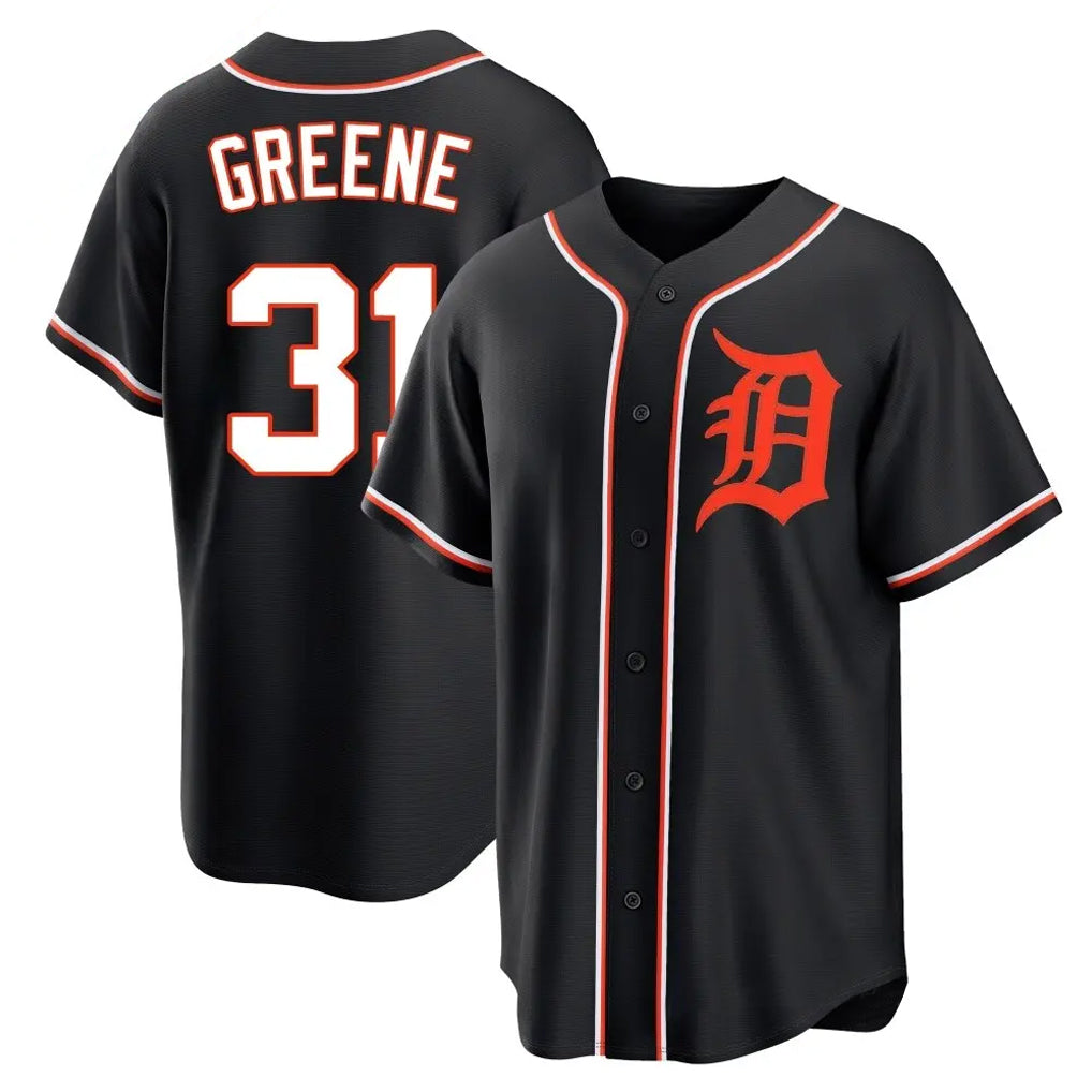 Friene  D.Tigers #31 Riley Greene Player Black Fashion Out Home Game Stitched Jerseys