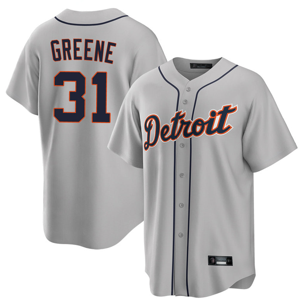 Friene  D.Tigers #31 Riley Greene Player Gray Home Game Stitched Jerseys
