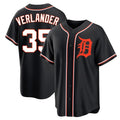 Friene D.Tigers #35 Justin Verlander Player Black Fashion Out Home Game Stitched Jerseys