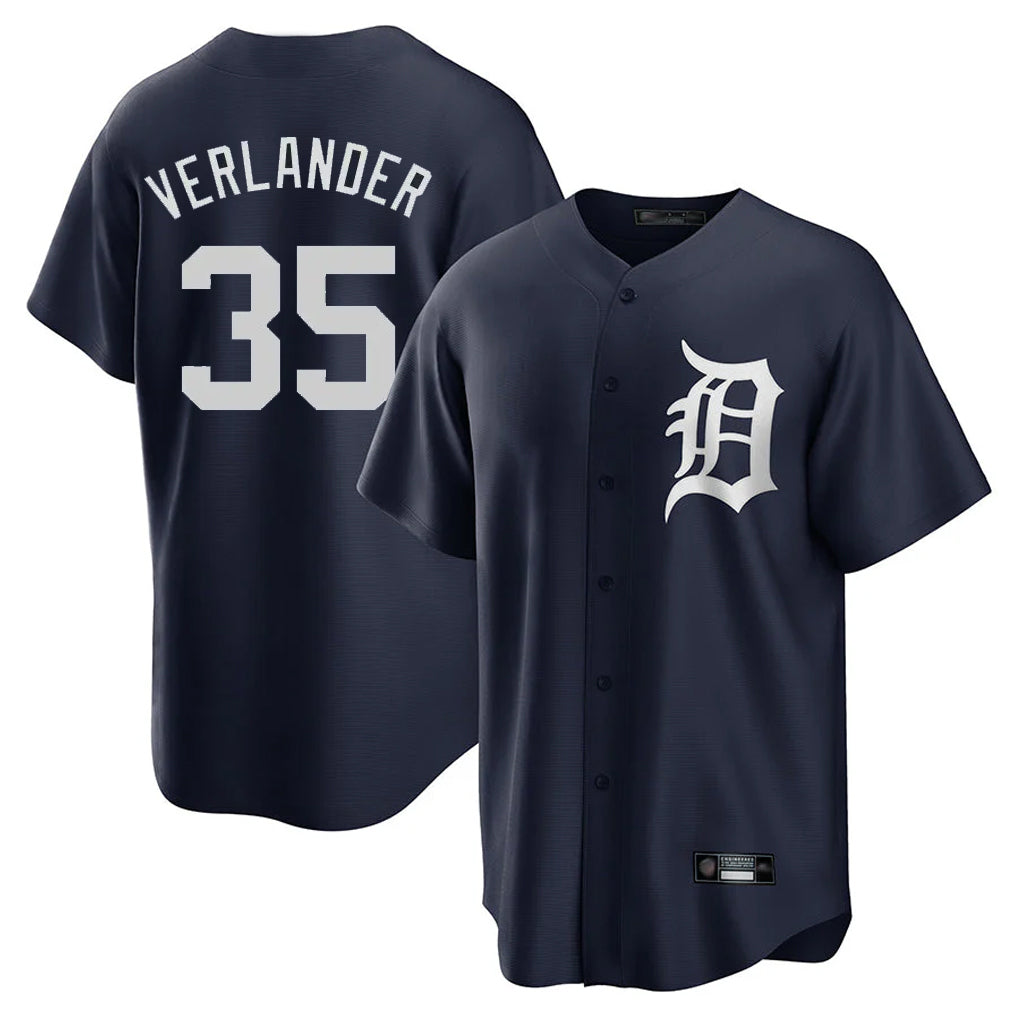 Friene D.Tigers #35 Justin Verlander Player Navy Game Home Stitched Jerseys