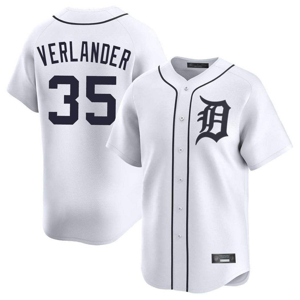 Friene D.Tigers #35 Justin Verlander Player White Home Limited Stitched Jerseys