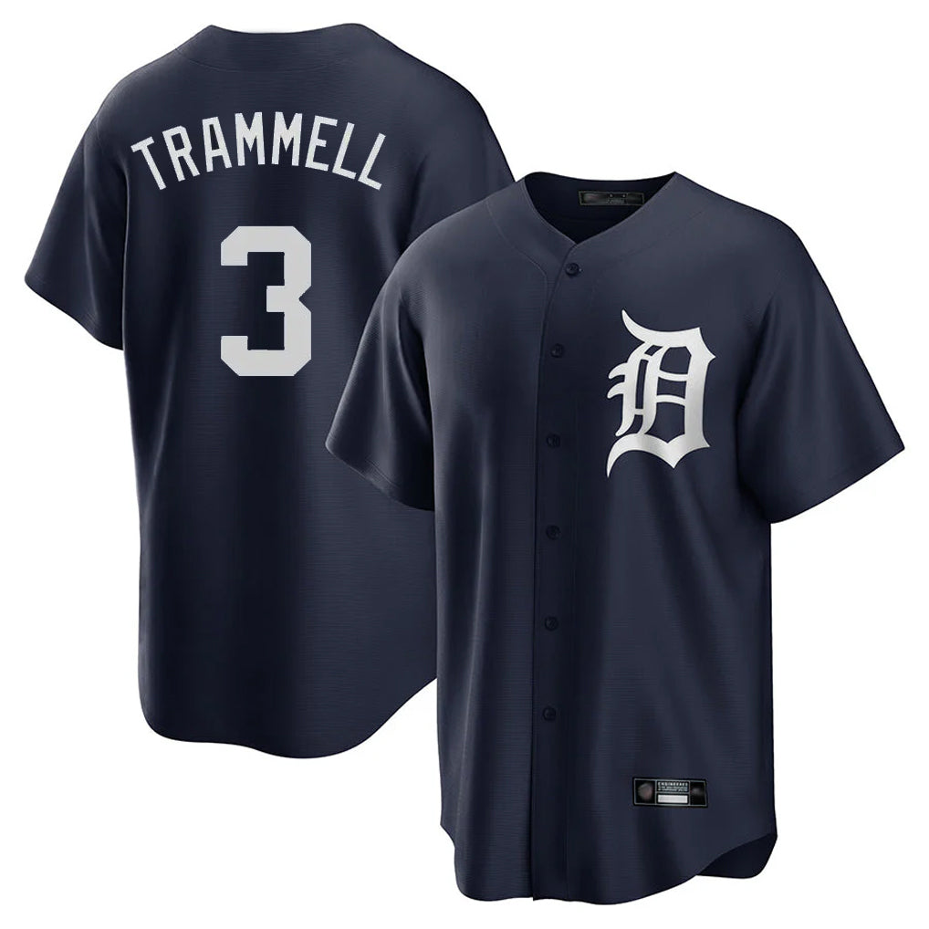 Friene D.Tigers #3 Alan Trammell Player Navy Game Home Stitched Jerseys