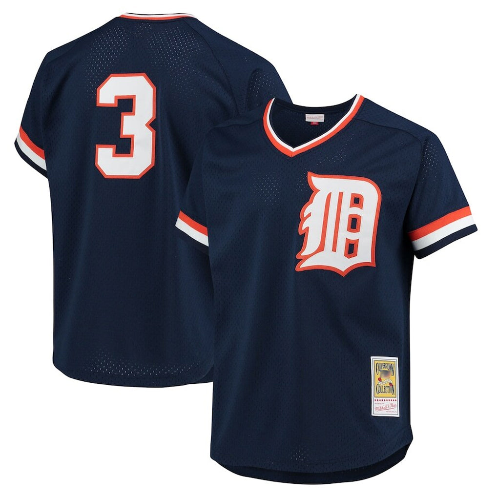 Friene D.Tigers #3 Alan Trammell Player Navy Mitchell & Ness 1984 Mesh Batting Practice  T-shirt Stitched Jerseys