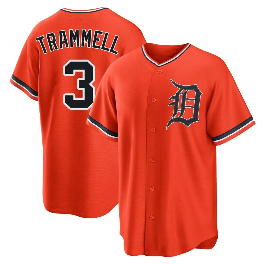 Friene D.Tigers #3 Alan Trammell Player Orange Home Game Stitched Jerseys