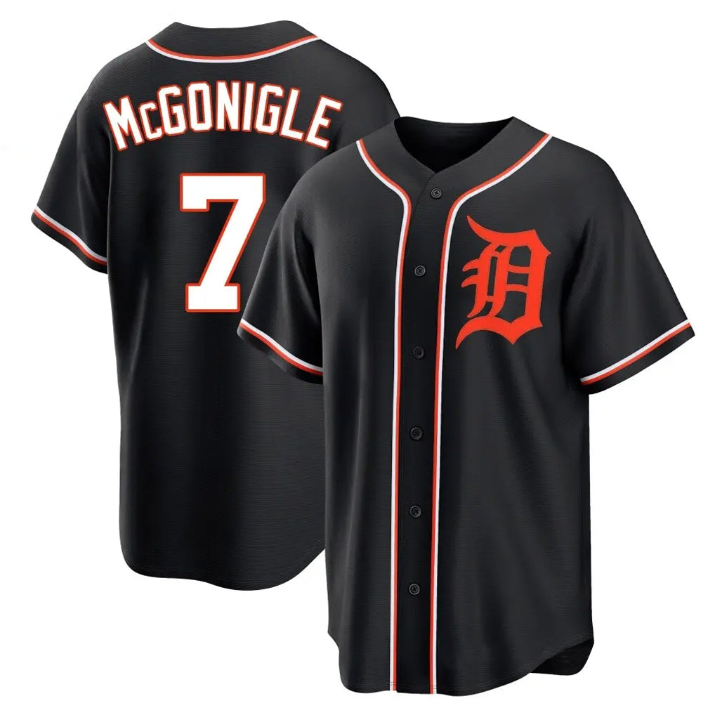 Friene D.Tigers #7 Kevin McGonigle Player Black Fashion Out Home Game Stitched Jerseys